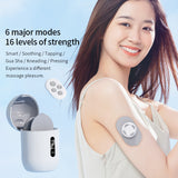 Smart Cervical Spine EMS Massager Sticker with Remote Control & Charging Case - 6 Modes, 16 Strengths(white) - Top-Down View