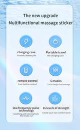 Smart Cervical Spine EMS Massager Sticker with Remote Control & Charging Case - 6 Modes, 16 Strengths(white)
