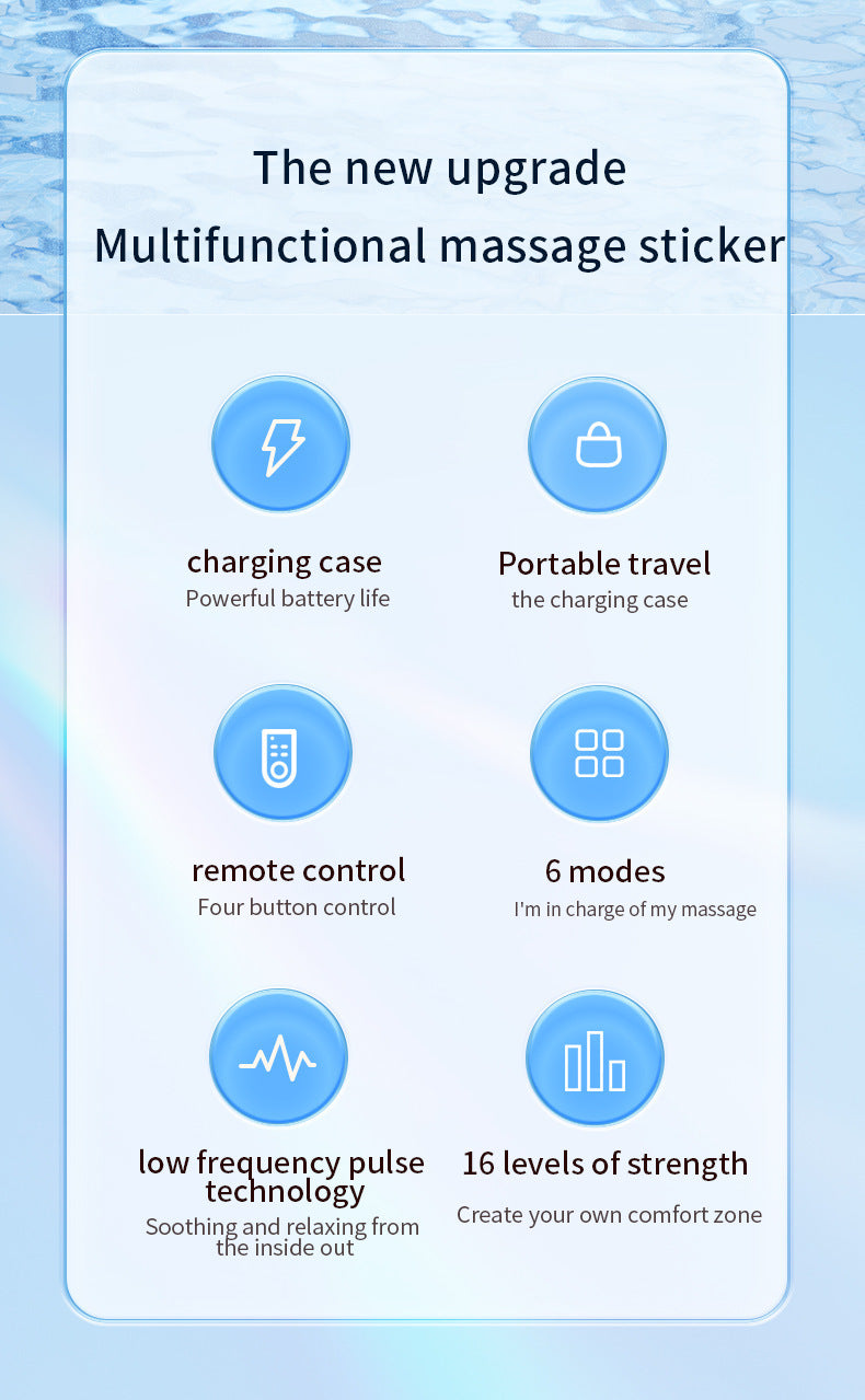 Smart Cervical Spine EMS Massager Sticker with Remote Control & Charging Case - 6 Modes, 16 Strengths(white)