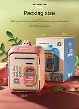 Interactive Kids' Piggy Bank Safe with Music, Stories & Password Lock(blue) - Rear View