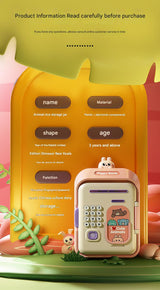 Interactive Kids' Piggy Bank Safe with Music, Stories & Password Lock(blue) - Close-Up Angle