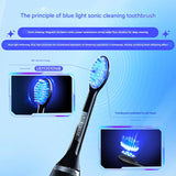 LED Sonic Electric Toothbrush - 2-in-1 Cleaning & Whitening, 4 Modes(black) - Front View