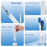 LED Sonic Electric Toothbrush - 2-in-1 Cleaning & Whitening, 4 Modes(black) - Side View