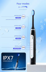 LED Sonic Electric Toothbrush - 2-in-1 Cleaning & Whitening, 4 Modes(black) - Rear View