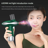 Portable Nano Facial Steamer & Oxygen Sprayer with Red/Blue Light Therapy(pink) - Side View