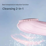 Silicone Facial Cleansing Brush - 6-Speed Vibration, Food-Grade Antibacterial Material with Warming Function(Purple) - Side View