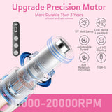 Portable Cordless Electric Nail Drill Kit with UV Lamp - 0-20000RPM, LED Display, 12 Bits(White)