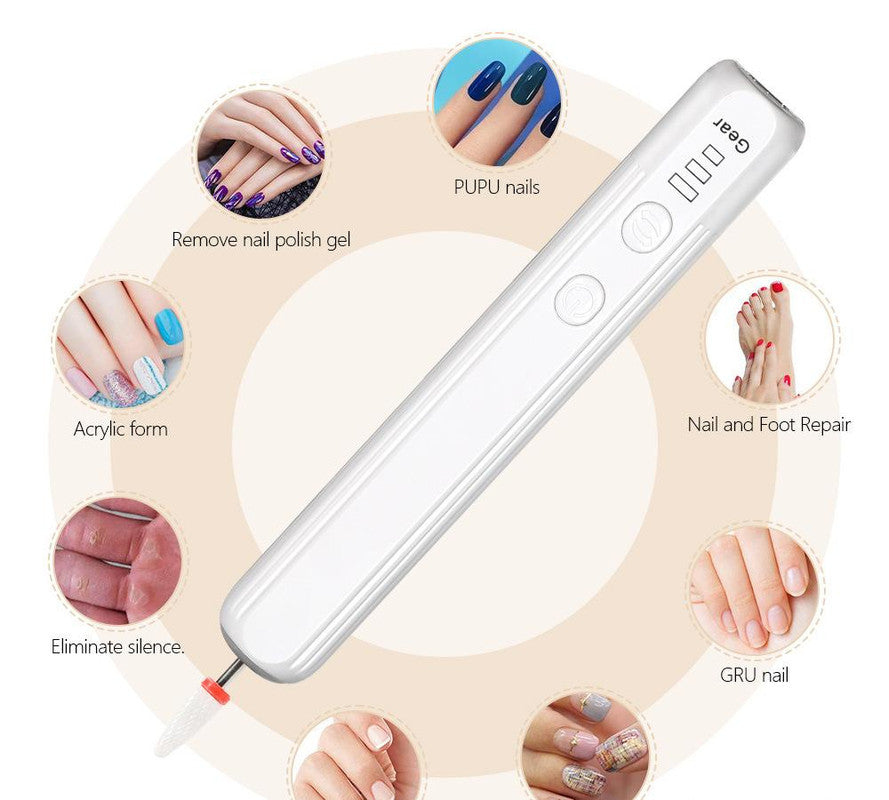 Portable Electric Nail Drill Pen Kit - USB-C Rechargeable, 3-Speed, High Torque, Low Heat(Khaki)