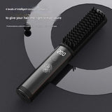 Cordless Hair Straightener Comb - 4 Temperature Settings, USB-C, PTC Heating(black) - Front View