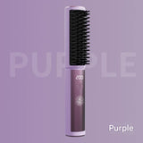 Cordless Hair Straightener Comb - 4 Temperature Settings, USB-C, PTC Heating(purple)
