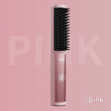 Cordless Hair Straightener Comb - 4 Temperature Settings, USB-C, PTC Heating(pink)