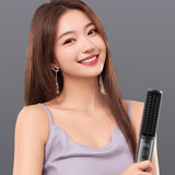 Cordless Hair Straightener Comb - 4 Temperature Settings, USB-C, PTC Heating(pink) - Top-Down View
