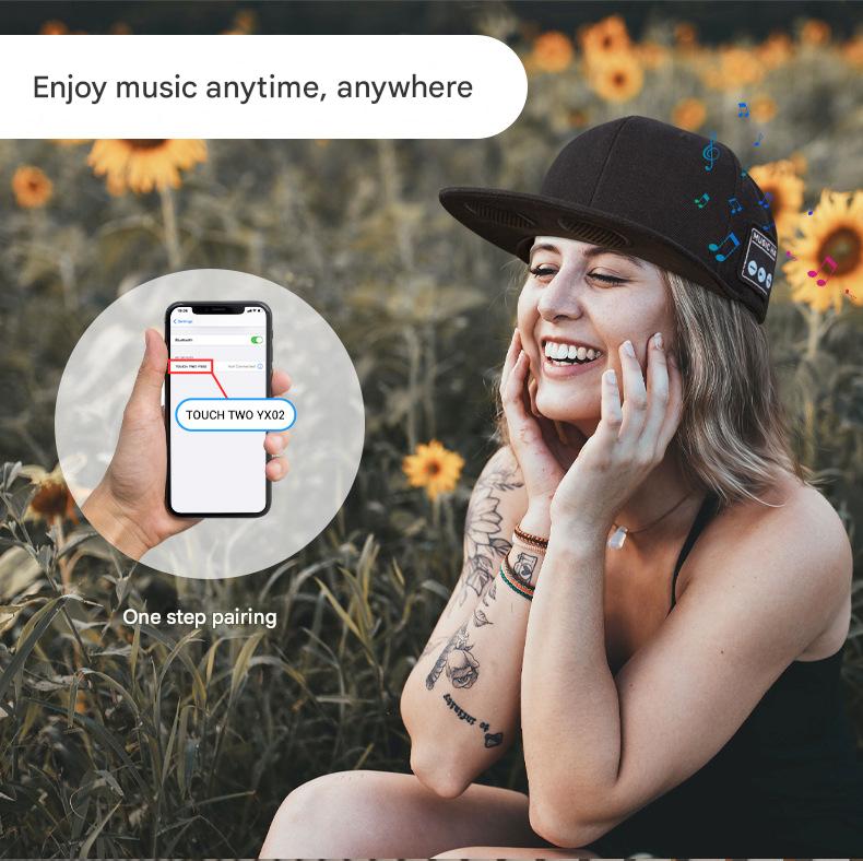 Wireless Bluetooth 5.0 Music Hat - Outdoor Speaker Cap with Mic, Sun Protection & Breathable Fabric(black)