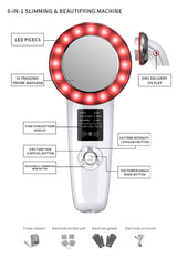 6-in-1 Ultrasonic Slimming & Beautifying RF Device - Body Sculpting & Skin Rejuvenation(black)