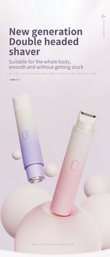 2-in-1 Electric Lady Shaver & Trimmer - Gentle Full Body Hair Removal, Portable & USB Rechargeable(Gradient pink) - 45-Degree Angle