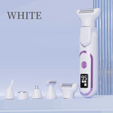 5-in-1 Electric Lady Shaver & Grooming Kit - LCD Display, USB-C Rechargeable, Full Body Hair Removal(White)