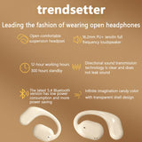 OWS Open-Ear TWS Earbuds with AI Translation - Bluetooth 5.4, 360 ACS Sound, LED Display Case(White) - 45-Degree Angle