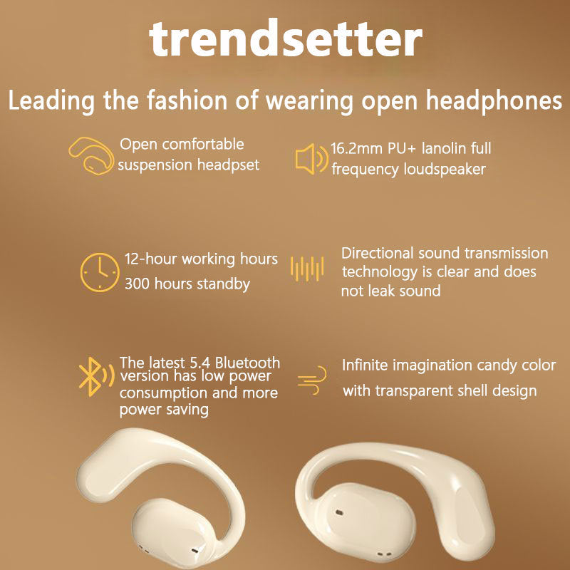 OWS Open-Ear TWS Earbuds with AI Translation - Bluetooth 5.4, 360 ACS Sound, LED Display Case(Blue)