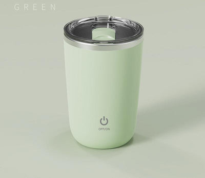 Mini Portable Electric Self-Stirring Mug - USB-C Rechargeable, 4-Hour Use, Stainless Steel (Green)
