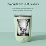 Mini Portable Electric Self-Stirring Mug - USB-C Rechargeable, 4-Hour Use, Stainless Steel (White) - Front View