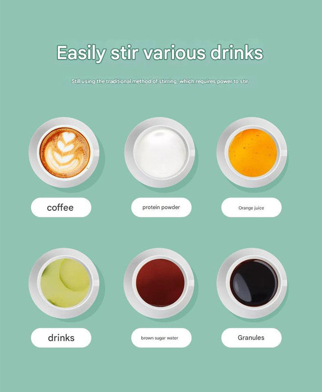 Beige mini portable electric self-stirring mug with sipping lid, USB Type-C charging