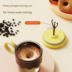 Blue automatic self-stirring coffee mug, 400ml, USB-C rechargeable, trident stirring rod