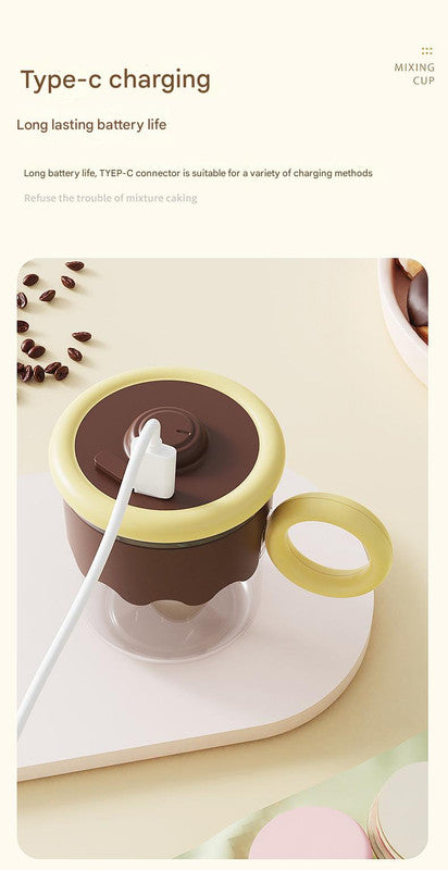 Blue automatic self-stirring coffee mug, 400ml, USB-C rechargeable, one-touch button