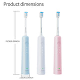 Electric Toothbrush with Ultra-Soft Gum Guard Brush Heads - IPX7 Waterproof, Ergonomic Design(pink) - Side View