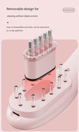 Electric Scalp Massager Comb with Red & Blue Light Therapy - 5 Vibration Modes & Liquid Dispenser(pink) - 45-Degree Angle