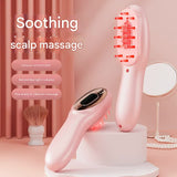 Electric Scalp Massager Comb with Red & Blue Light Therapy - 5 Vibration Modes & Liquid Dispenser(Black) - Front View