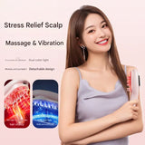 Electric Scalp Massager Comb with Red & Blue Light Therapy - 5 Vibration Modes & Liquid Dispenser(White) - Side View