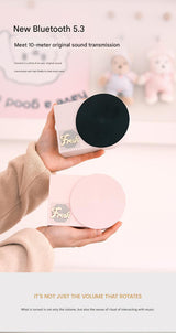 Retro Phonograph Bluetooth Speaker - Rotating Disc, Bluetooth 5.3, AUX/TF Card, 8H Playtime(Pink Green) - Side View