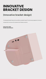 Retro Phonograph Bluetooth Speaker - Rotating Disc, Bluetooth 5.3, AUX/TF Card, 8H Playtime(Pink Green) - Rear View