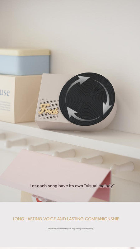 Retro Phonograph Bluetooth Speaker - Rotating Disc, Bluetooth 5.3, AUX/TF Card, 8H Playtime(Black and white)