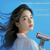 Cordless Rechargeable Hair Dryer - 120,000 RPM High-Speed Motor, 15600mAh Battery, Hot & Cold Air(grey) - Top-Down View