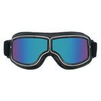 Retro Motorcycle Goggles - Windproof, UV400 Protection, Anti-Impact PC Lenses with Leather Frame(Black leather colored lens)
