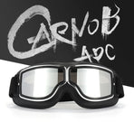 Retro Motorcycle Goggles - Windproof, UV400 Protection, Anti-Impact PC Lenses with Leather Frame(Black leather colored lens)