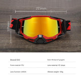 Pro Motocross Goggles - Windproof, UV400 Protection with TPU Frame & PC Lens, Adjustable Strap(Green frame, blue lens) - Side View