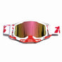Pro Motocross Goggles - Windproof, UV400 Protection with TPU Frame & PC Lens, Adjustable Strap(White frame,red lens)