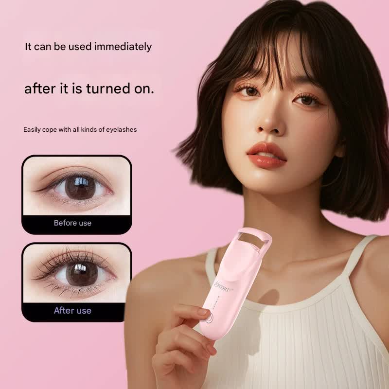 Electric Heated Eyelash Curler - USB-C Rechargeable, Fast Heating, Long-Lasting Curl(Pink)