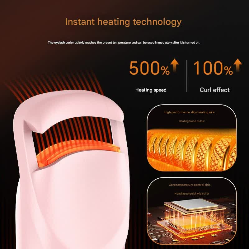 Electric Heated Eyelash Curler - USB-C Rechargeable, Fast Heating, Long-Lasting Curl(Pink)