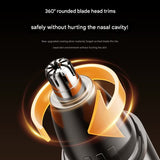 Electric Nose & Ear Hair Trimmer - USB-C Rechargeable, LED Display, Washable 360deg Head, Low Noise(silver) - Front View