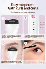 Rechargeable Heated Eyelash Curler - 3 Temperature Settings, 30s Rapid Heating & Anti-Scald Design(Purple) - 45-Degree Angle