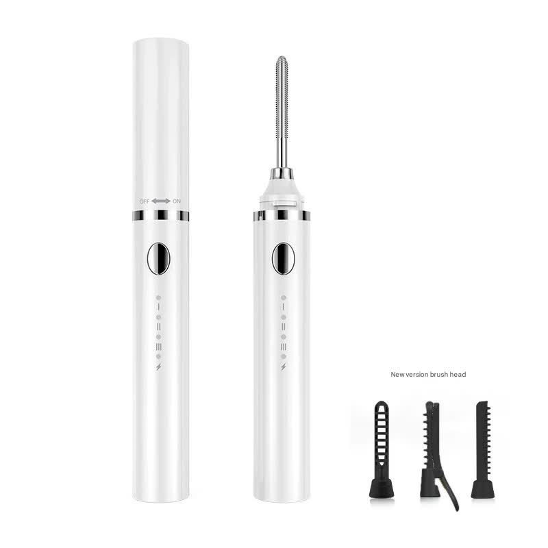 Rechargeable Heated Eyelash Curler Wand - 3 Temperature Gears, Type-C Charging, All-Day Curl(White)