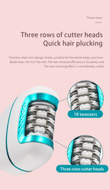 3-in-1 Ladies Electric Epilator, Shaver & Callus Remover with LED Display - Rechargeable & Waterproof(Light Green)