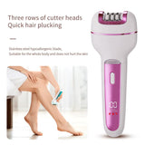 3-in-1 Ladies Electric Epilator, Shaver & Callus Remover with LED Display - Rechargeable & Waterproof(Gray) - Front View