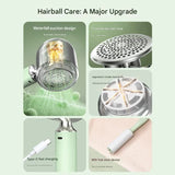 Upgraded Electric Lint Remover with LED Display - 6-Blade, Type-C Fast Charge, 2-in-1 with Sticky Roller(White) - Front View
