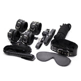 10-Piece Plush Lined Adjustable Restraint Kit with Rope & Accessories for Couples(Black)