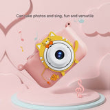 Digital Camera with Cute Cat Silicone Case - Dual Lens, 96MP, HD Screen & Music Playback(pink) - Top-Down View