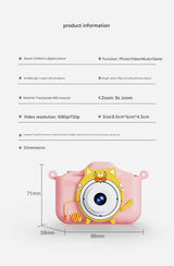 Digital Camera with Cute Cat Silicone Case - Dual Lens, 96MP, HD Screen & Music Playback(pink)